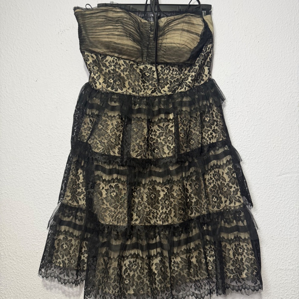 Y2K Morgan & Co Goth Whimsigoth Lace Tier Halter Dress 11/12 Black Homecoming